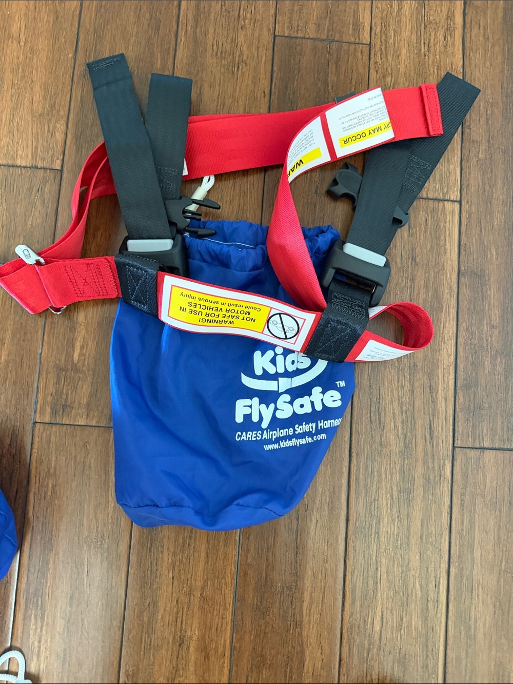Airplane Safety Harness - Blue with Red Straps